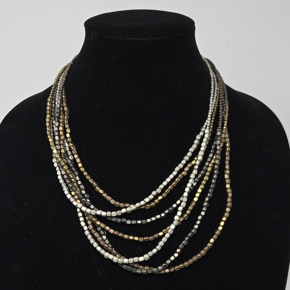 Elegant Multi-Strand Gold and Silver Necklace